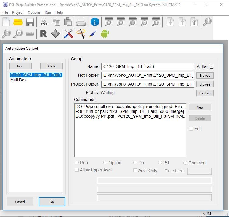 PSL Page Builder Pro automation control with hot folder and PowerShell commands
