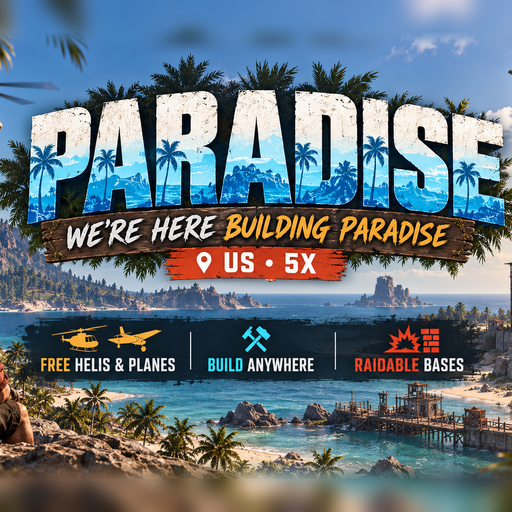 Paradise US 5X | Free Heli & Planes | Builds | Raidable Bases logo